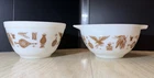 Vintage PYREX Americana 441 Cinderella & 401 Mixing Bowl 1 1/2 Pt.  White/Brown