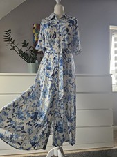 H&M Florales Blusenkleid Blau Weiß maritim Gr. S 36