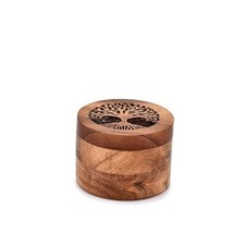 Samhita Handmade Acacia Wood Urn for Human Ashes, Tree of Life Wooden Box Urns