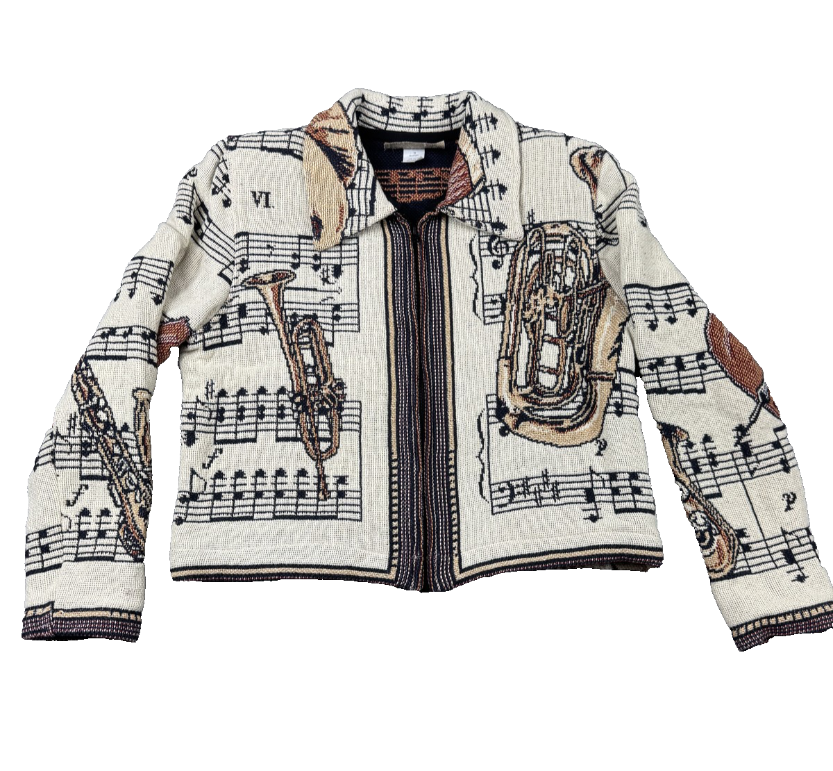 Giacca arazzo pony dipinto donna strumento musicale medio zip USA