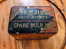 Vintage Penn Jersey Auto Stores Spare Bulb Kit Tin 1930s PA NJ – 3.75" Long(B-1)