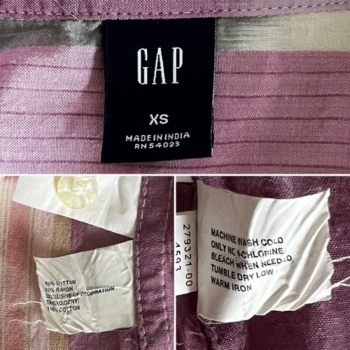 Vintage GAP Women's Button Down Blouse XS Purple Gray Embroidered Y2K Style - Picture 6 of 6