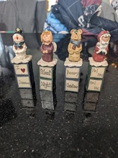 Holiday Ceramic Quote Spreaders 4pc set Cheese/Butter Christmas Knife 6.5"