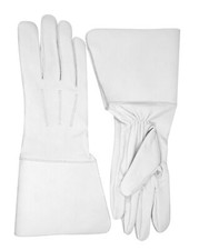 Drum Major's Gauntlet White Leather Gloves