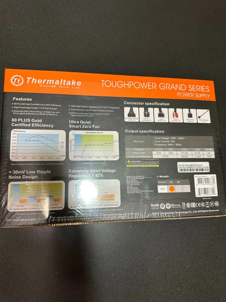 Thermaltake Toughpower Grand RGB 850W 80Plus Gold Certified Modular Power Supply - Image 3 of 4