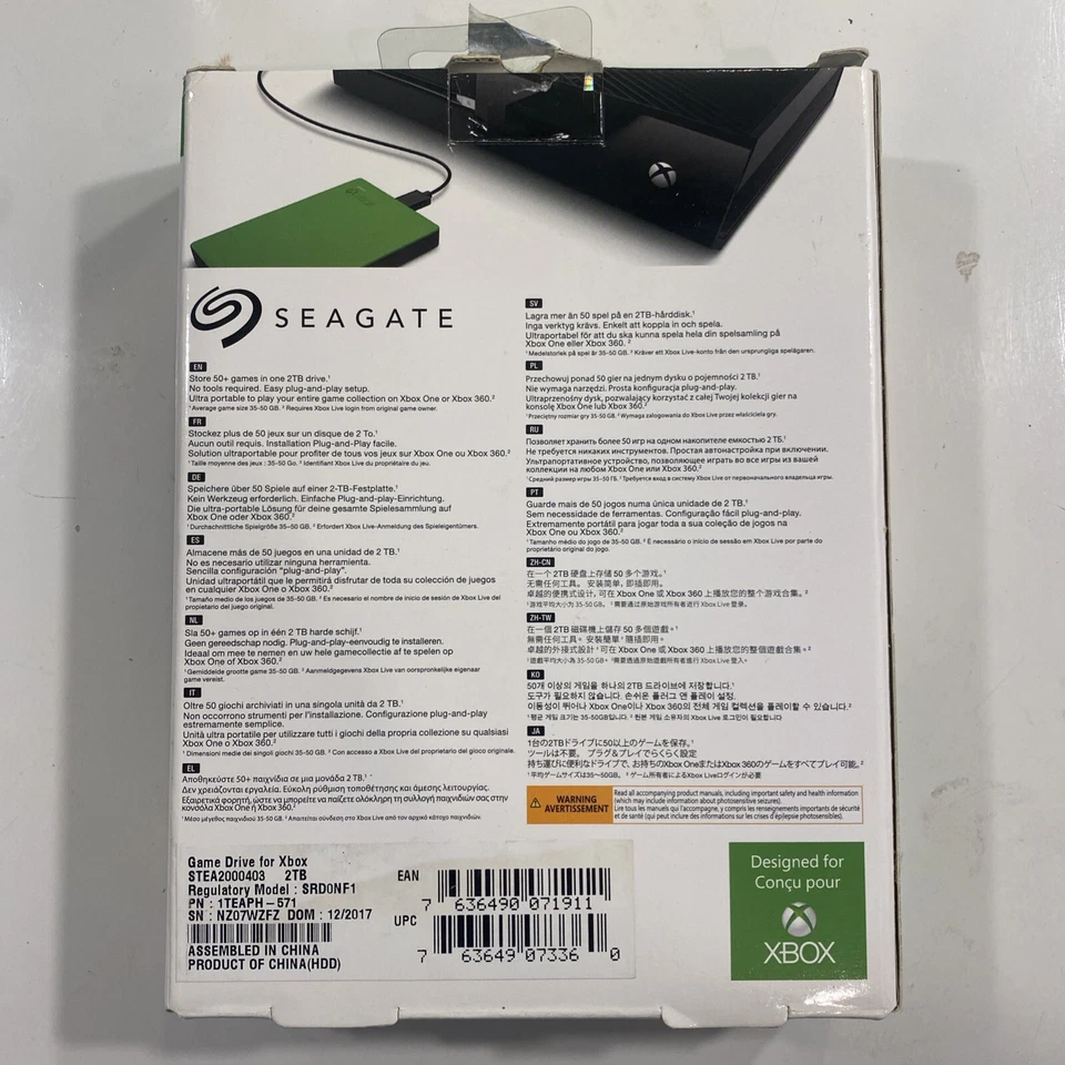 Seagate 2TB Game Drive for Xbox Portable Drive USB 3.0 Model STEA2000403 Green - Image 2 of 2