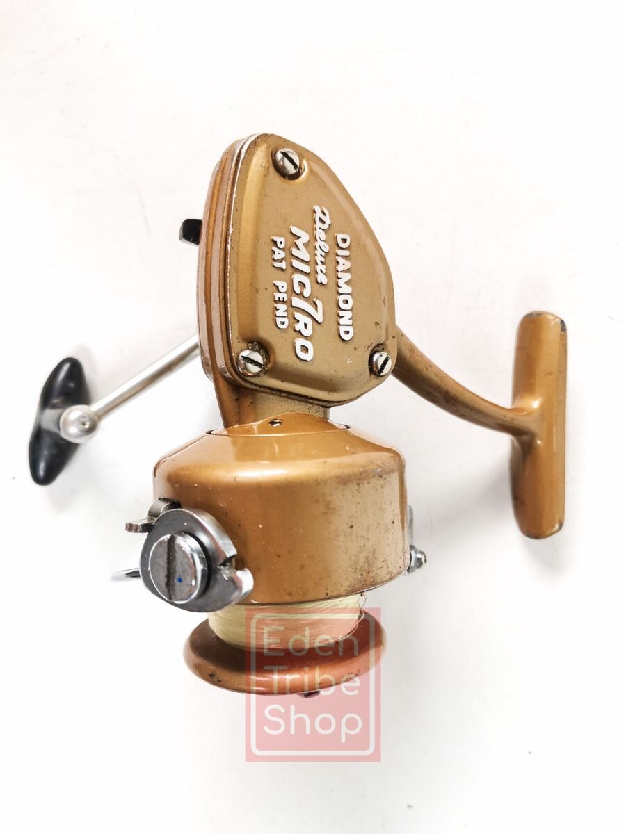 Vintage Diamond Deluxe Mic7ro Gold Spinning Fishing Reel Vintage Diamond Deluxe Mic7ro Gold Spinning Fishing Reel
