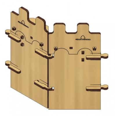 Qualitäts Holzbausatz Mauern mit Gelenk 180 Click&Play - bespielbar - Made in E