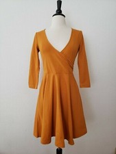 New Dress Size Small Surplice Yellow Mini Skater Fit & Flare