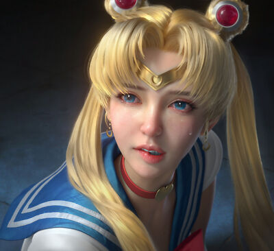 Anime Sailor Moon Women Blonde Long Hair CGi  Gaming Mat Desk 44805