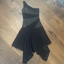 Vintage Taboo Usa 80S Dress Black Small Medium Silk Feel off shoulder sleeveless