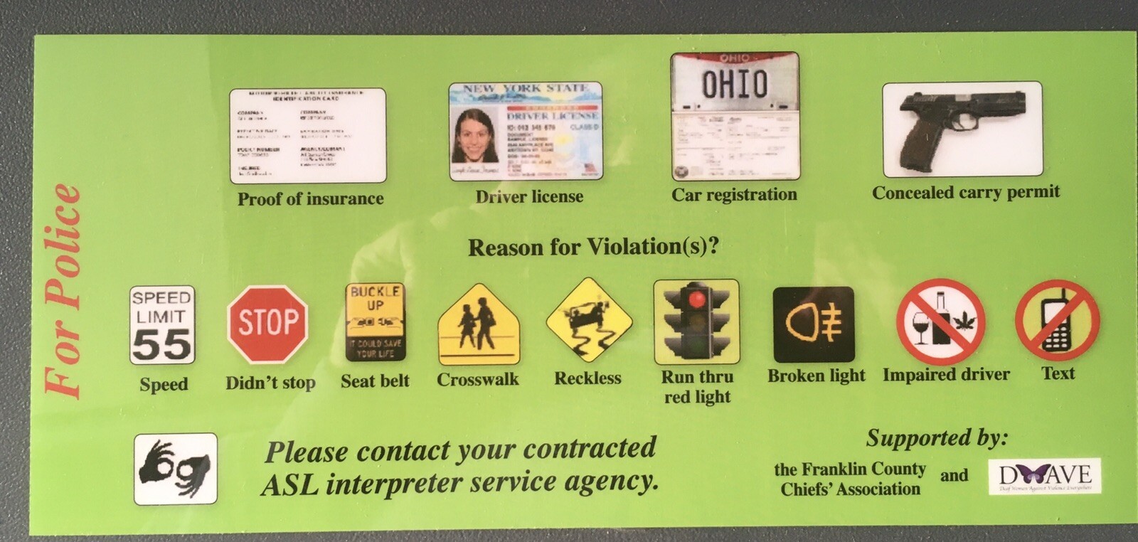 I Am Deaf Laminated Communication Placard For Police Interaction &Motorist Help eBay