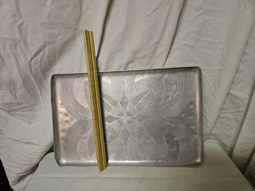 1950s Canterbury Arts Art Deco Hammered Aluminum Rectangular Tray Celtic Design - Picture 2 of 5