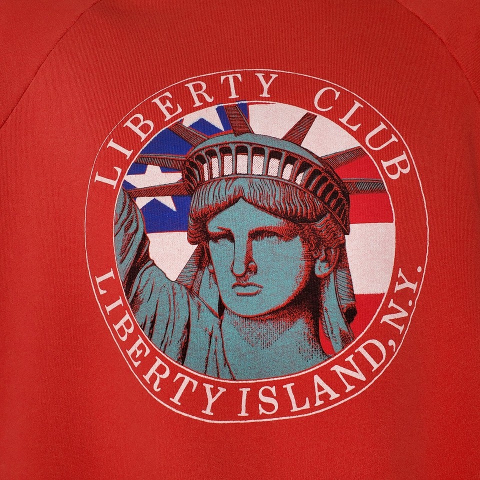 Vtg Statue Of Liberty Island New York Sweatshirt Red Size Large