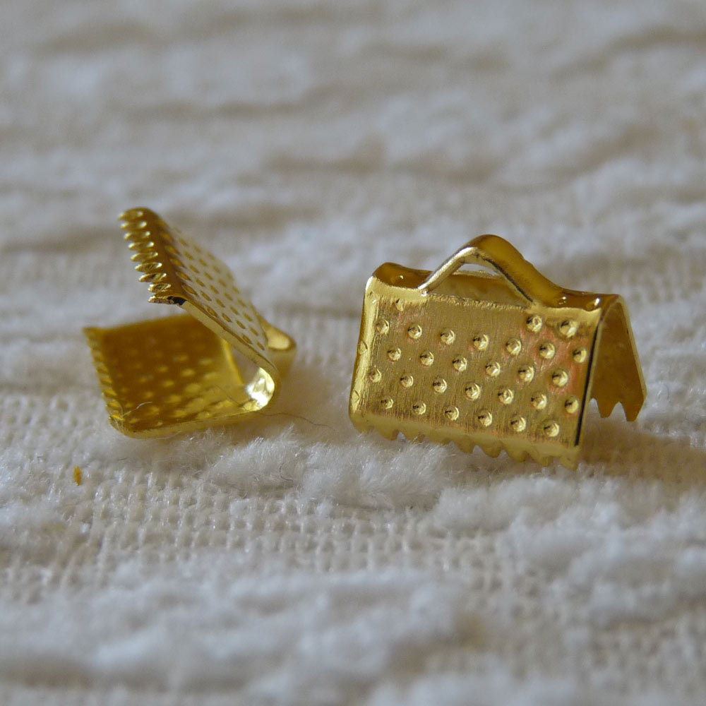 20x Leather Cord Crimp Ends Ribbon Clasp 8mm Suede Connector Gold