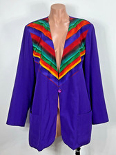 Vintage 80s Rainow Oversized Blazer Jacket LGBTQ sz 14 USA MADE Shoulder Pads
