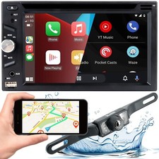 DVD Car Stereo Receiver Work w/ Bluetooth, Apple CarPlay, Android Auto, CAM PK2