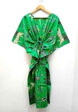 Indian Animal Printed Kaftan Cotton Hippie Maxi Women Nightwear Caftan Dress