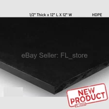 1/2" Thick Black Plastic Sheet High Density Polyethylene 12" L X 12" W HDPE NEW
