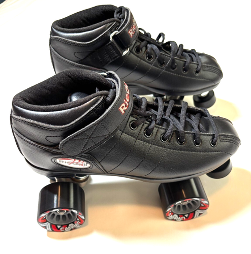 Riedell R3 Black Roller Skates Adult Size 9 Radar Cayman Wheels indoor/Outdoor - Picture 2 of 12