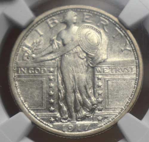 1917-D TYPE 1 STANDING LIBERTY QUARTER NGC AU53