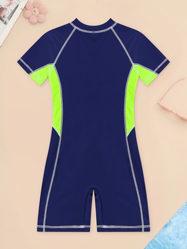 Kids Boy Bathing Suit Patchwork Swimwear Front Zipper Swimsuit Quickly-dry - Picture 21 of 28