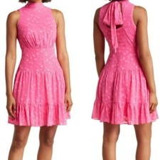 Eliza J Womens Pink Polka Dot Sleeveless Mini Dress Layered Side Zip Size 6