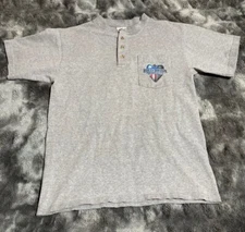 Vintage Harley Davidson Orange Virginia Mens Medium Short Sleeve Henley Shirt