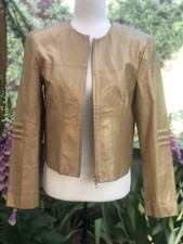 Harvest Fine Leather Biker Style Short Cropped Jacket Bolero Shrug Sz M (eur 38)