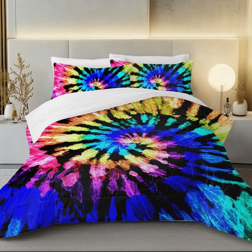 Juego de edredón unicornio ropa de cama tortuga 4 piezas cama lobo tie dye con 1 funda de cojín - Imagen 51 de 64