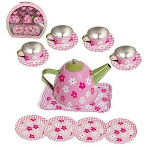 children's tin tea set in a case