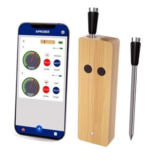 Bluetooth Meat Thermometer with 2 Ultra-Thin Probes, Smart Wireless Meat