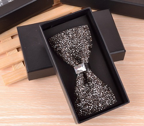 Unisex Sparkle Crystal Glitter Bow Tie Luxurious Wedding Party Rhinestone Bowtie - Picture 10 of 30