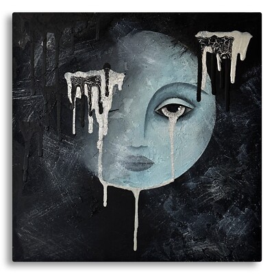 Surreal Textured Face Painting Dripping Abstract Contemporary surrealism