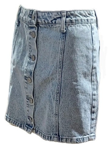 Forever 21 Button Front Short Acid Denim Skirt Belt Loop Pockets Large - Picture 4 of 8