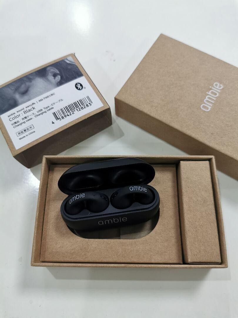 ambie Sound Earcuffs AM-TW01/BC Open-ear Wireless Earbuds Case charged 2  times