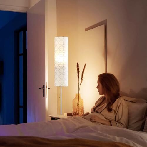 65" Floor Lamp for Living Room - Minimalist Paper Lantern Tall Corner Silver - Picture 4 of 8