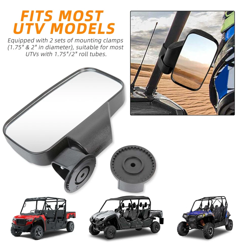 UTV Rear View Side Mirrors 1.75"-2" Roll Bar Cage For Cub Cadet Volunteer 08-20 - Image 4 of 4