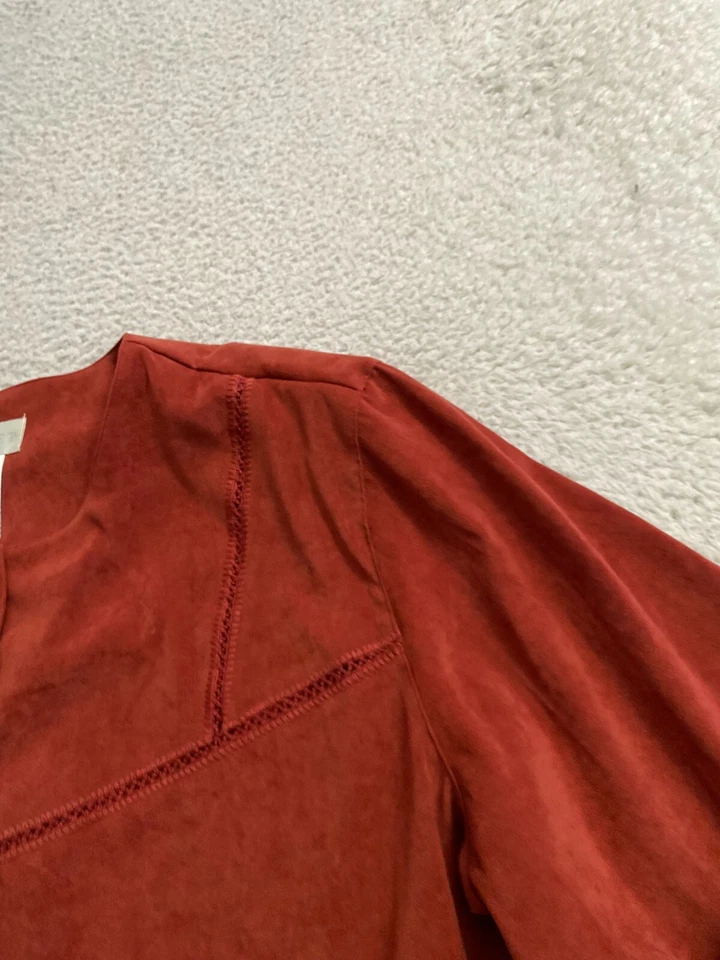 Koret Women Velvet Long Sleeve Shoulder Pads Button-Up Jacket Red Brown Size 22W - Image 4 of 4
