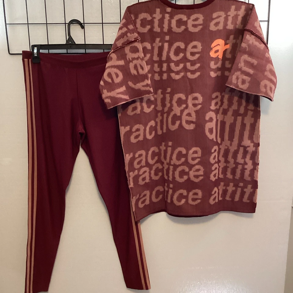 Adidas Originales Mujer M Leggings Top S Gran Tamaño Gráfico Granate 58700 Foto 4 de 4