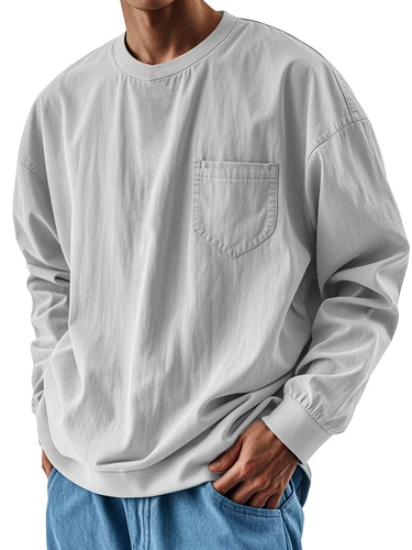 Herren Langarmshirt Klassisch Freizeit Locker Rundhals Pullover T-Shirt - - Bild 11 von 31