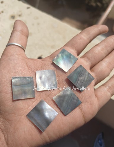 8x8mm 15 Pieces Black Mother Of Pearl Square Both Side Flatback Gemstone RD-21 - Picture 5 of 8