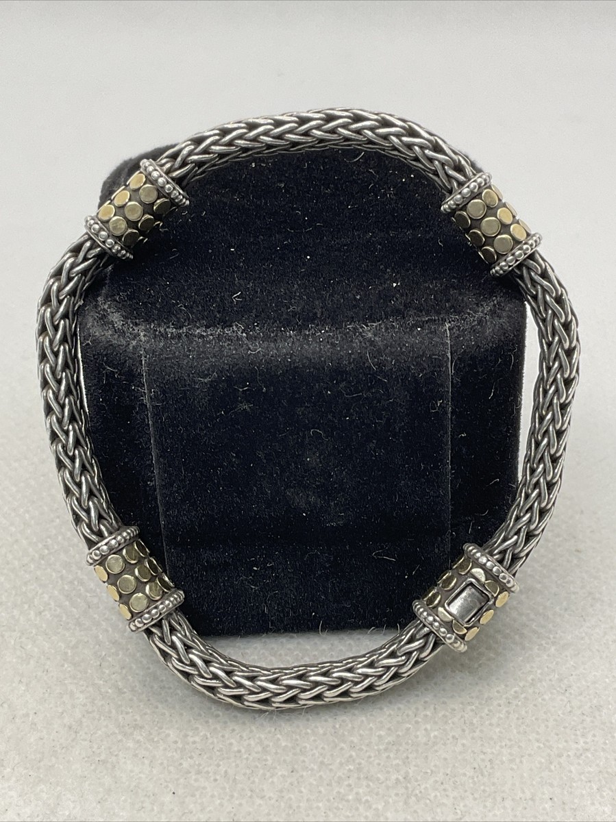 VINTAGE HANDMADE 18K Yellow Gold & 925 Sterling Silver SNAKE Chain