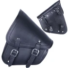 NEW HARLEY STYLE ROUNDED MOTORCYCLE SOFTAIL GENIUNE LEATHER SWINGARM BAG LEFT