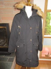 Michael Kors Black Hooded Parka Down Coat Lar...