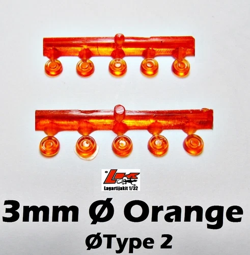 ORANGE REAR LIGHT 3 MM - 10 UNITS TYPE 2 - FERRARI PORSCHE ALFA ROMEO ABARTH