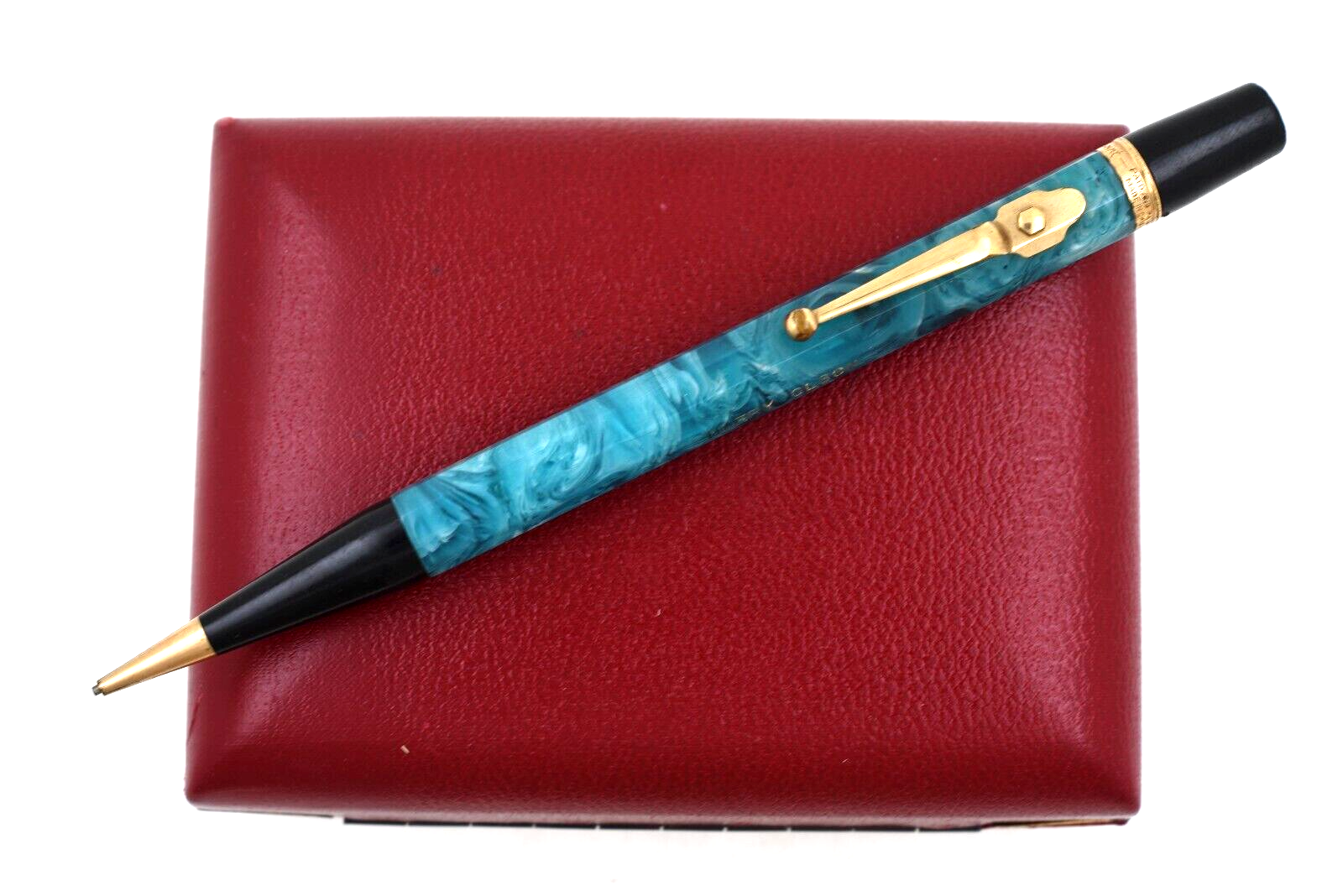 Vintage Autopoint Mechanical Pencil Blue & White Cracked Ice RARE