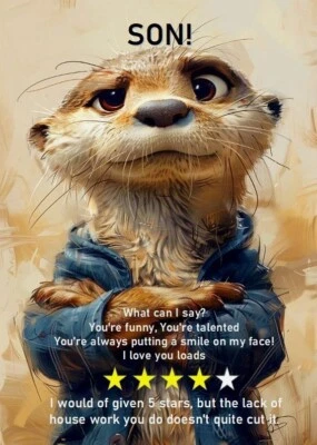 Son Happy Birthday A5 Sized Card Adult Humorous Funny Birthday Card Otter