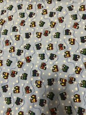 Kids Hand Sewn Crib Nursery Baby Blanket Trains Pattern 26x37 Yellow Blue