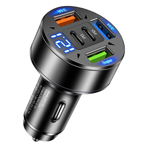 100W 5 Ports Car Charger with Voltage USB Type-C Car Charger for Most Car Models - Photo 6 sur 9
